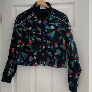Adidas flowery crop tracksuit top